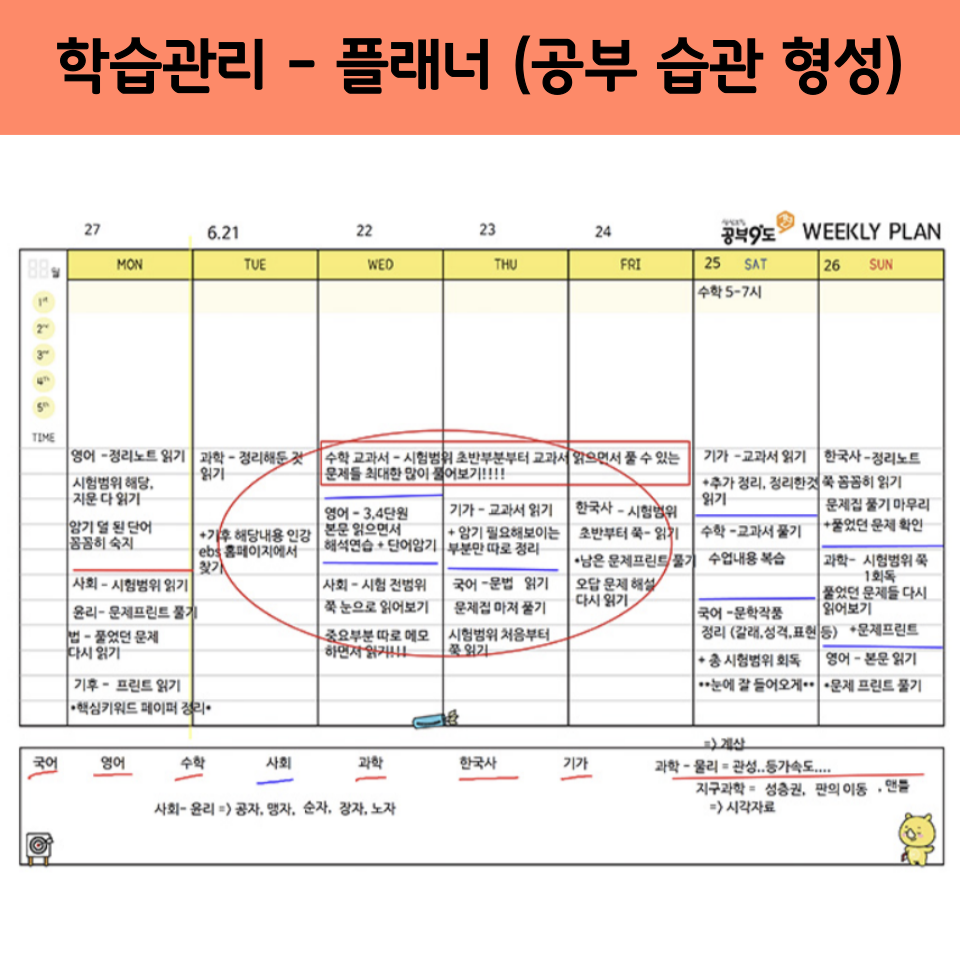 학습 플래너를 활용한 공부 습관 형성